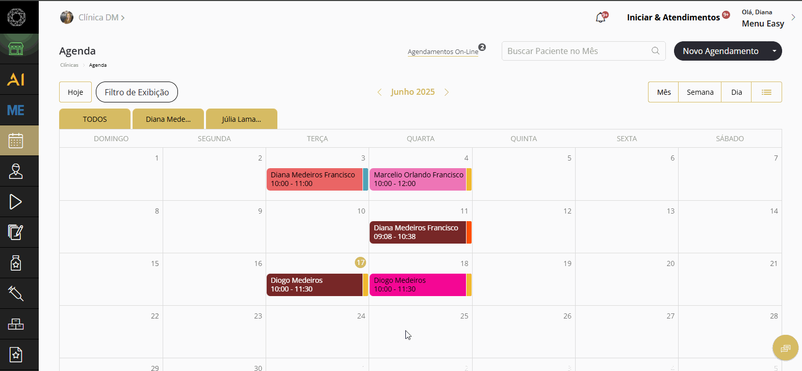 filtro de agenda